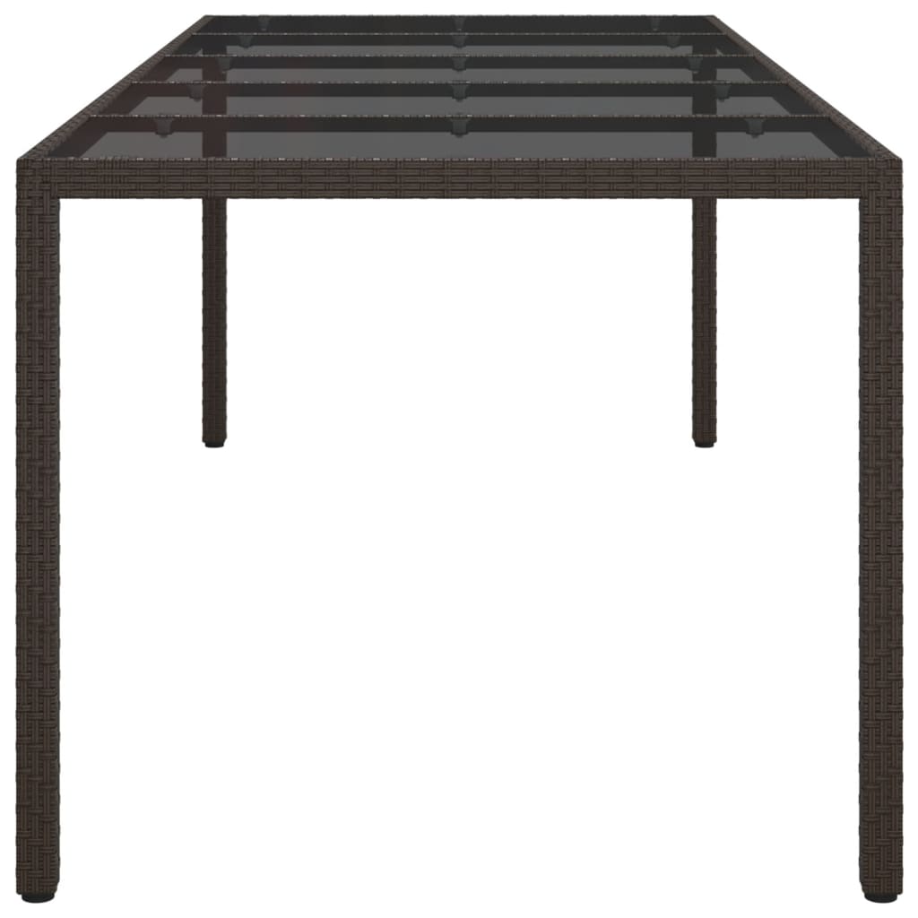 Tuintafel 250x100x75 cm gehard glas en poly rattan