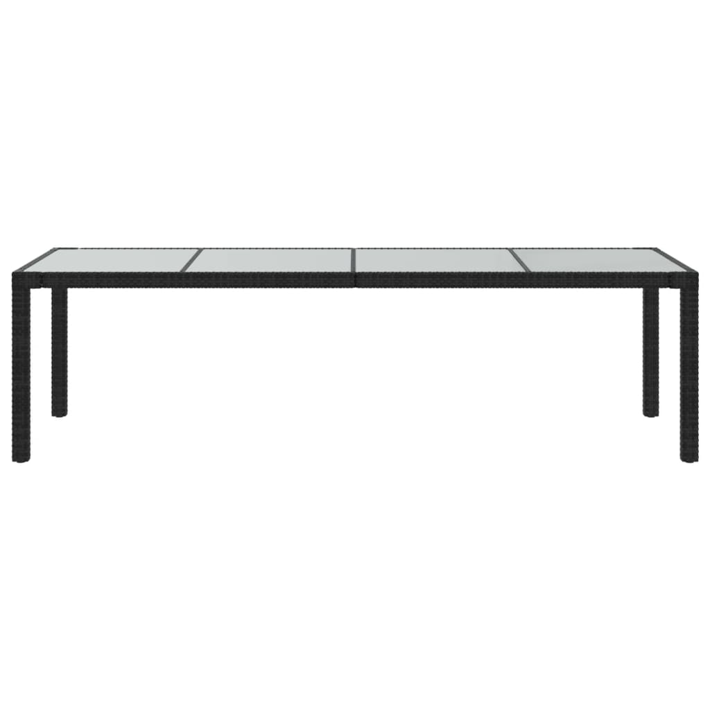 Tuintafel 250x100x75 cm gehard glas en poly rattan