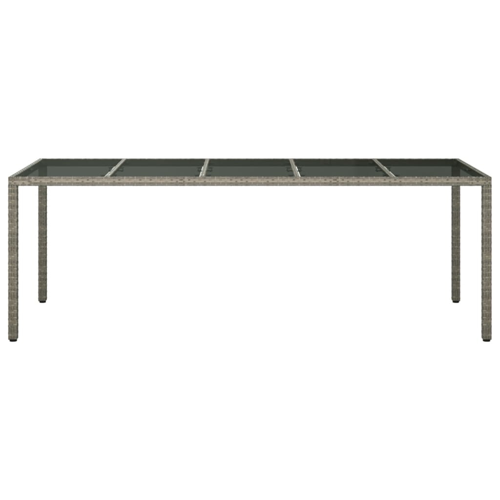 Tuintafel 250x100x75 cm gehard glas en poly rattan