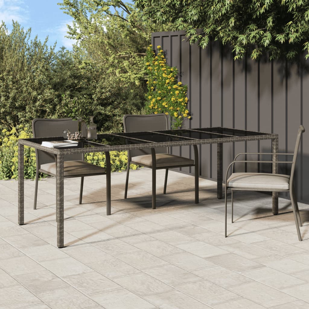 Tuintafel 250x100x75 cm gehard glas en poly rattan