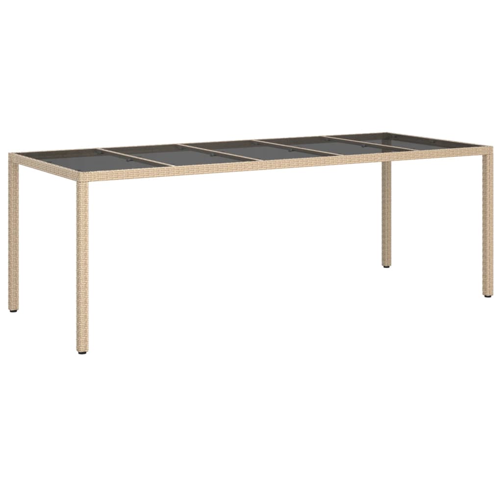 Tuintafel 250x100x75 cm gehard glas en poly rattan