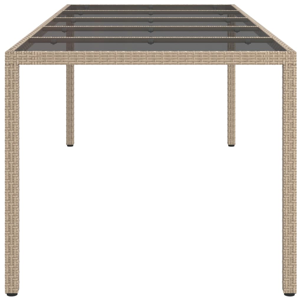 Tuintafel 250x100x75 cm gehard glas en poly rattan