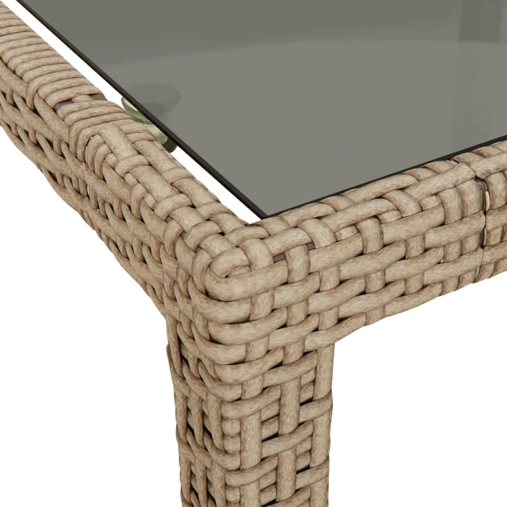 Tuintafel 250x100x75 cm gehard glas en poly rattan