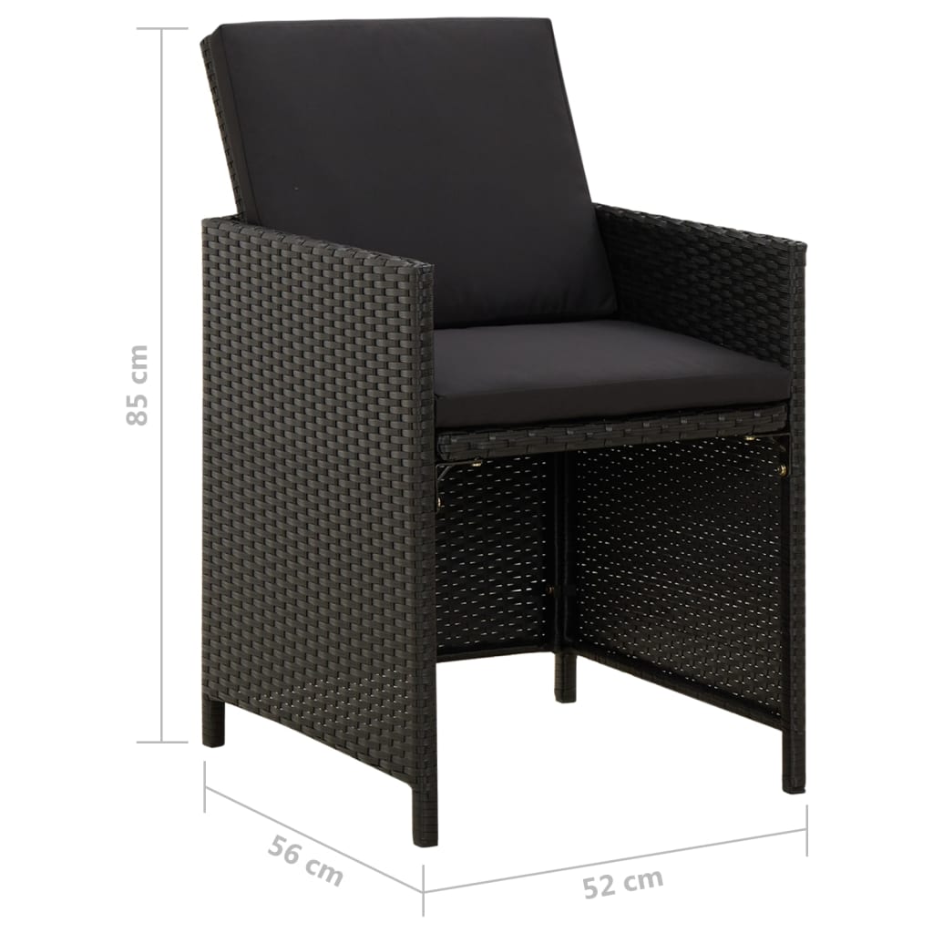 Tuinstoelen 4 st met kussens poly rattan