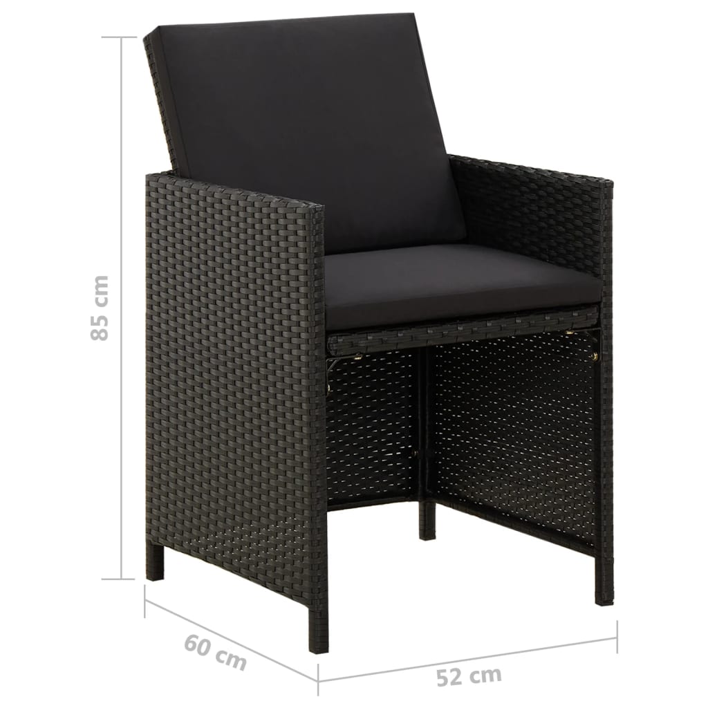 Tuinstoelen 2 st met kussens poly rattan