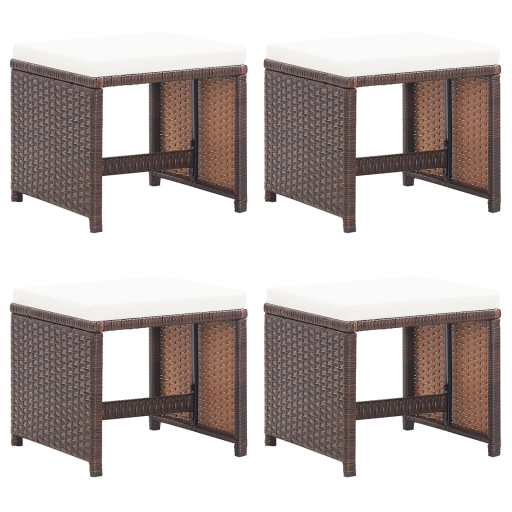 Tuinkrukken 4 st met kussens poly rattan