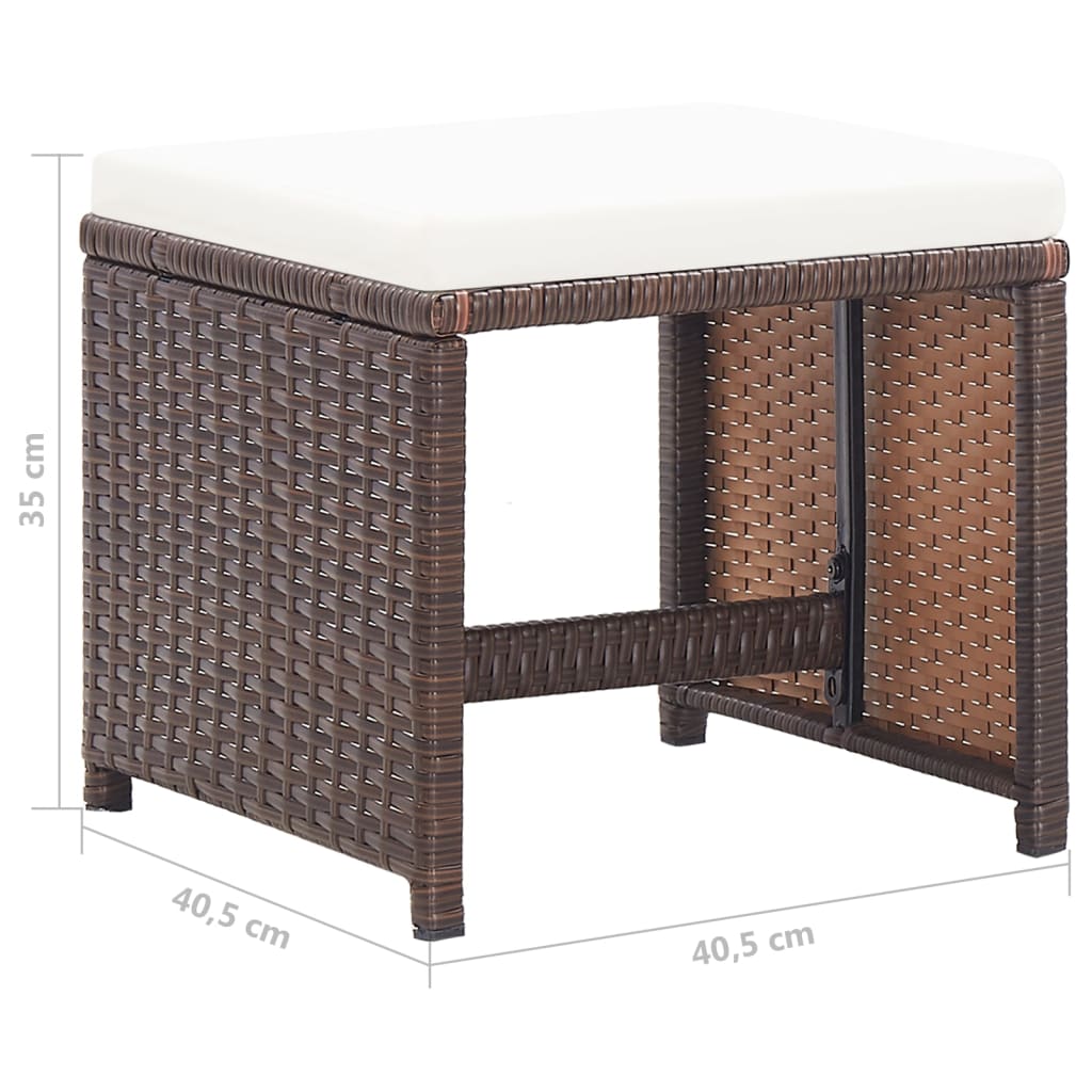 Tuinkrukken 4 st met kussens poly rattan