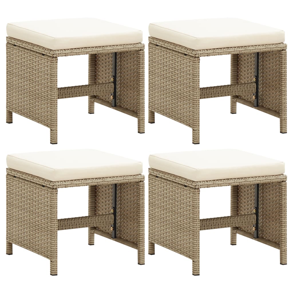 Tuinkrukken 4 st met kussens poly rattan