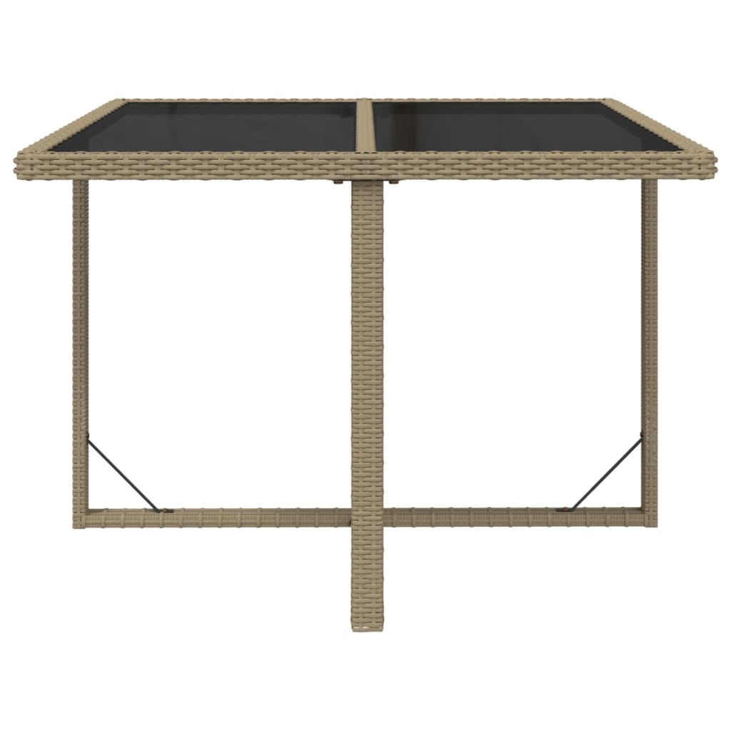 Tuintafel 109x107x74 cm poly rattan en glas