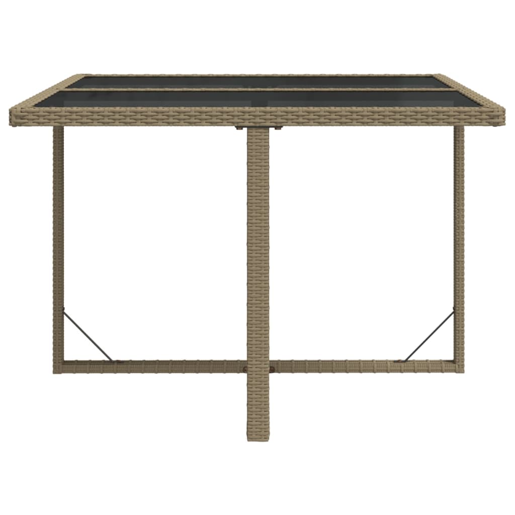 Tuintafel 109x107x74 cm poly rattan en glas