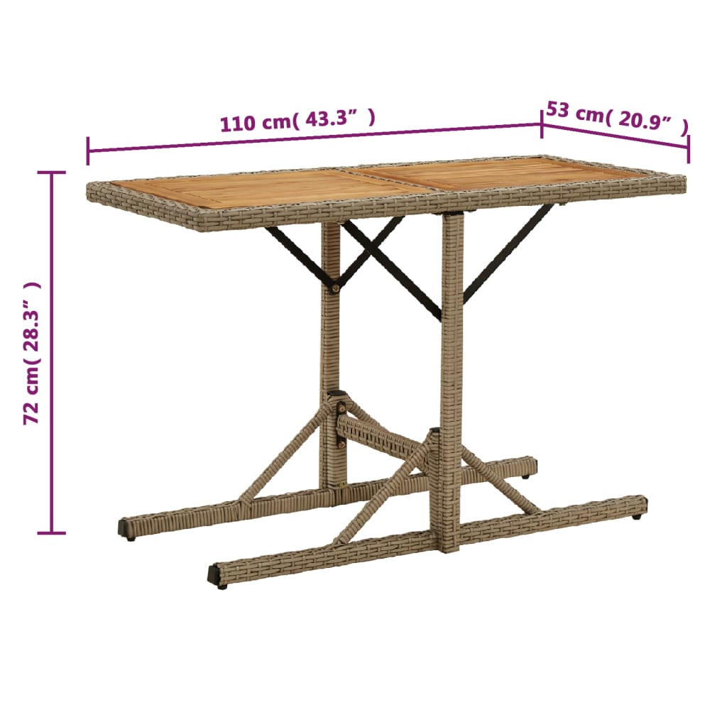 Tuintafel massief acaciahout poly rattan