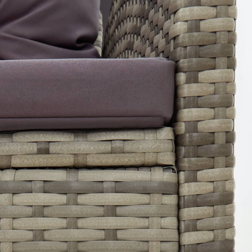 6-delige Loungeset met kussens poly rattan grijs