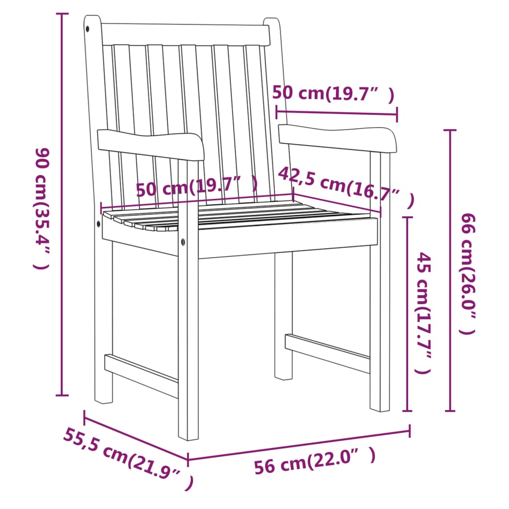 Tuinstoelen 8 st 56x55,5x90 cm massief acaciahout