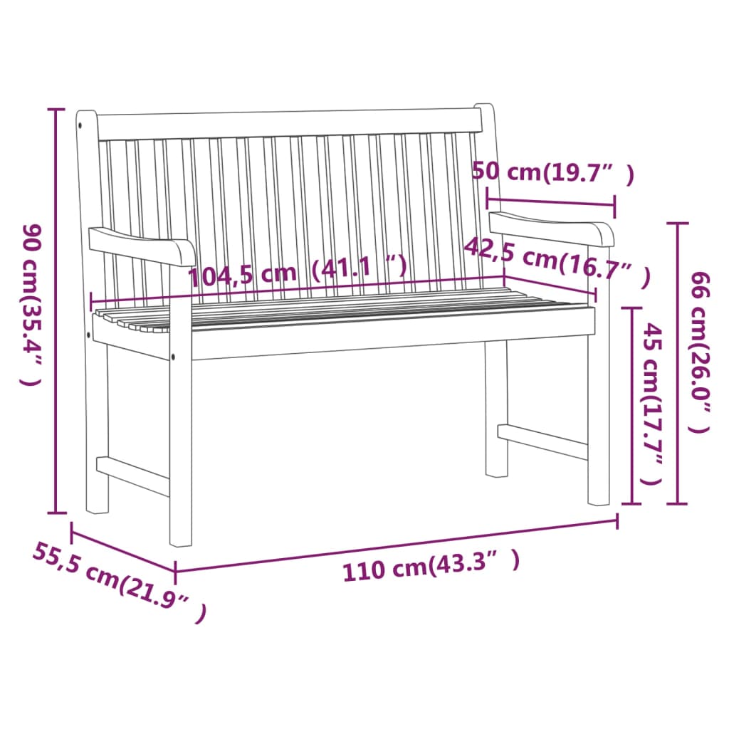 Tuinbank 110 cm massief acaciahout