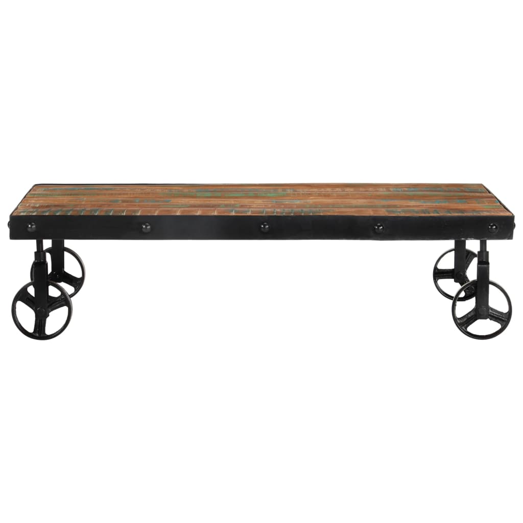 Salontafel met wielen 100x60x26 cm massief gerecycled hout