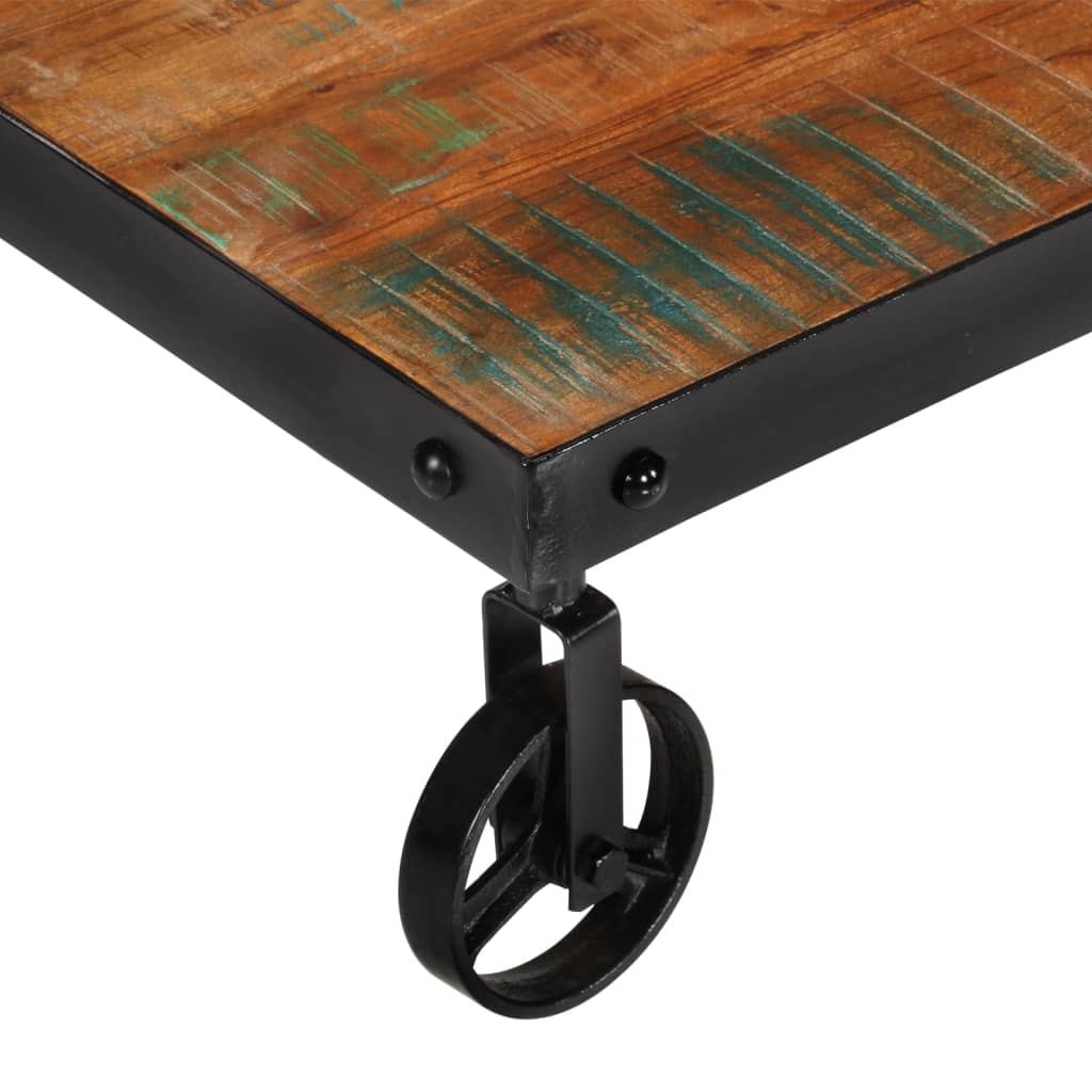 Salontafel met wielen 100x60x26 cm massief gerecycled hout