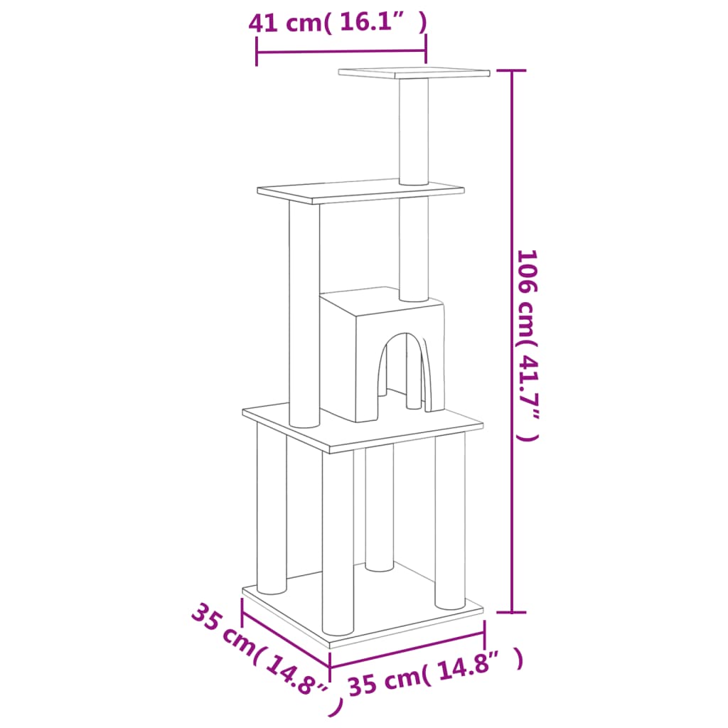 Kattenkrabpaal met sisal krabpalen 105 cm