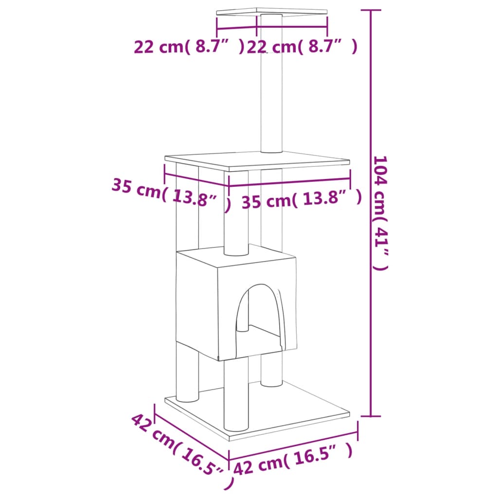 Kattenkrabpaal met sisal krabpalen 104 cm