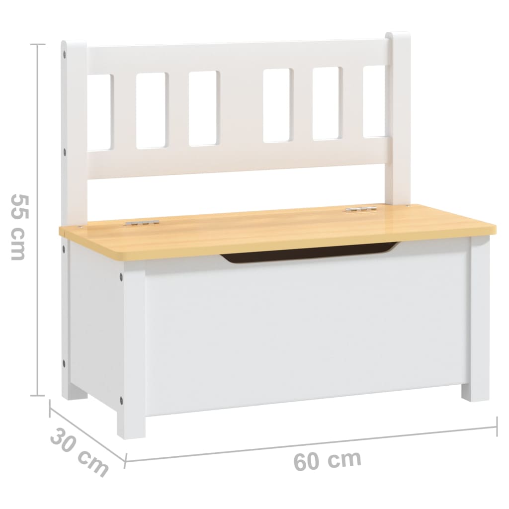 Kinderopbergbankje 60x30x55 cm MDF wit en grijs