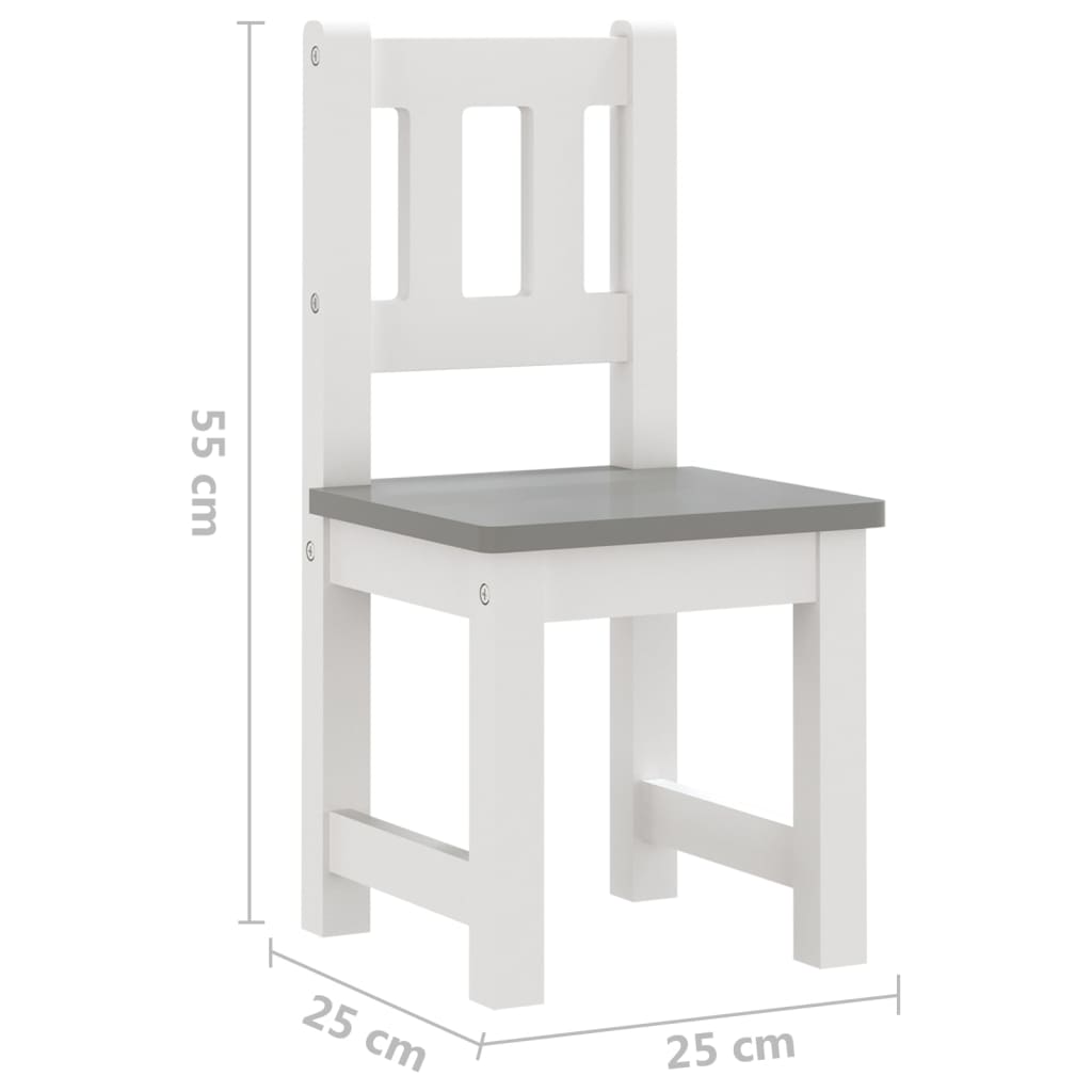 3-delige Kindertafel- en stoelenset MDF wit en grijs