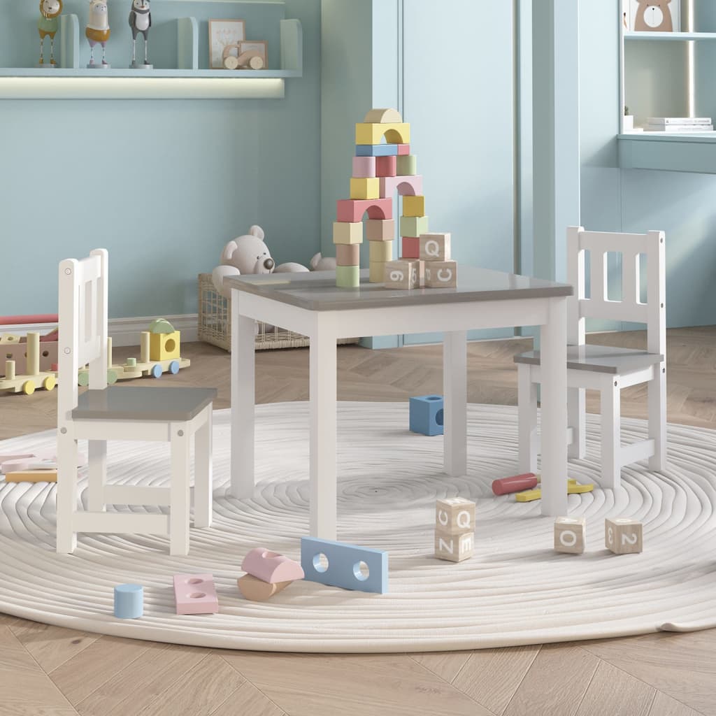 3-delige Kindertafel- stoelenset MDF