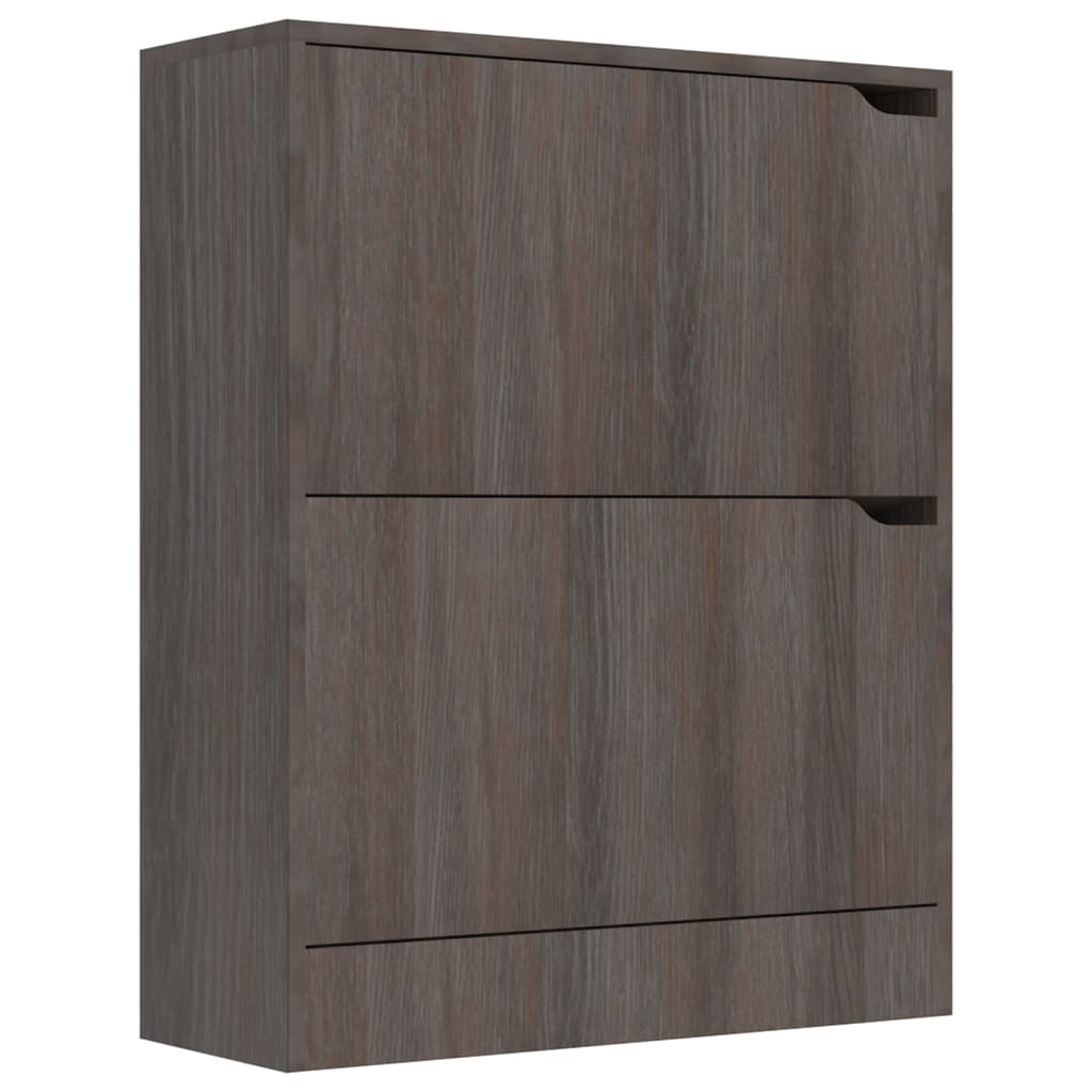 Schoenenkast met 4 deuren 59x24x136 cm bewerkt hout grijs eiken