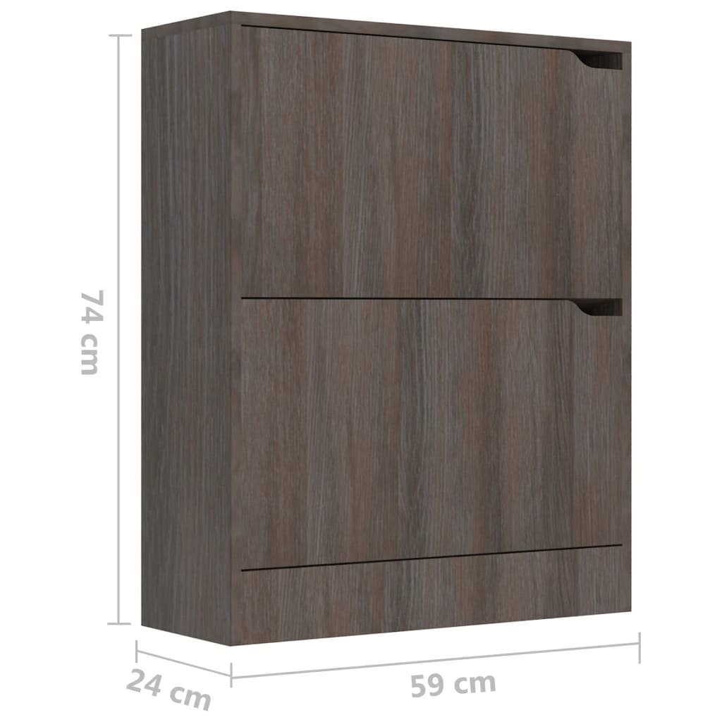 Schoenenkast met 4 deuren 59x24x136 cm bewerkt hout grijs eiken