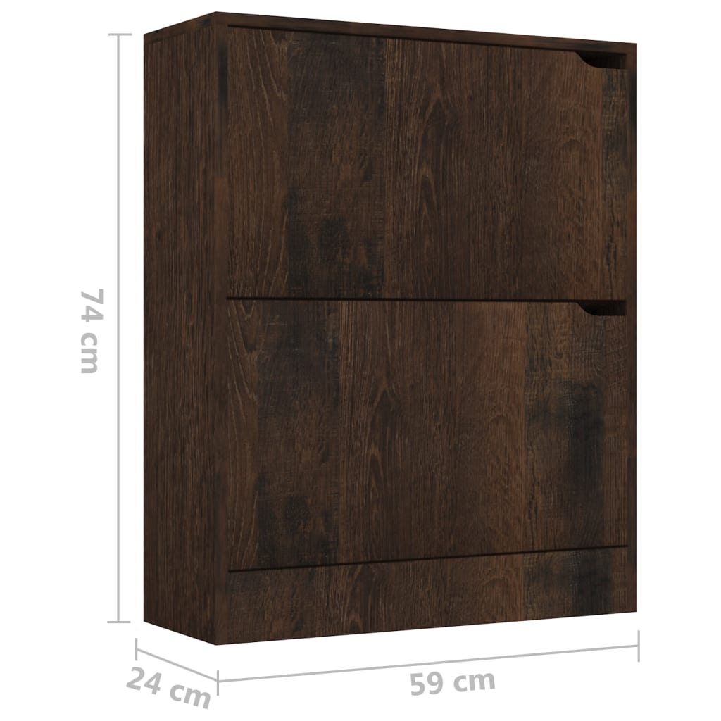 Schoenenkast 3 deuren 59x24x105 cm bewerkt hout sonoma eiken