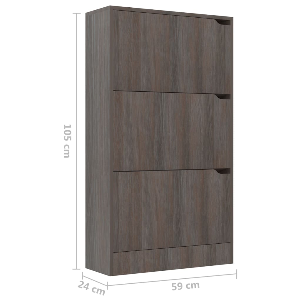 Schoenenkast met 4 deuren 59x24x136 cm bewerkt hout grijs eiken