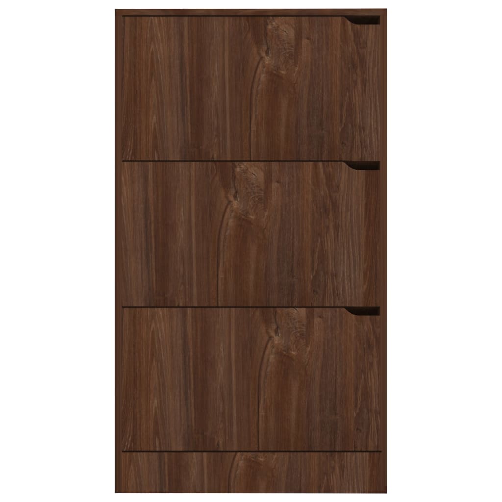 Schoenenkast met 4 deuren 59x24x136 cm bewerkt hout grijs eiken