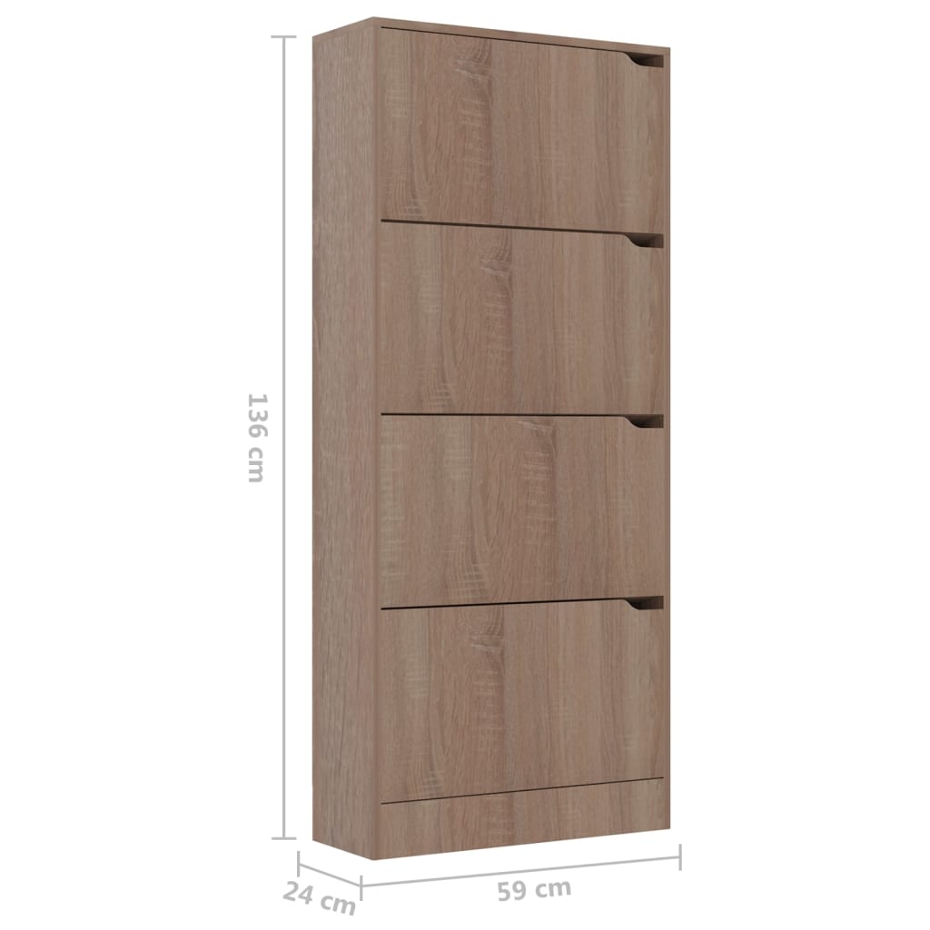 Schoenenkast 3 deuren 59x24x105 cm bewerkt hout sonoma eiken