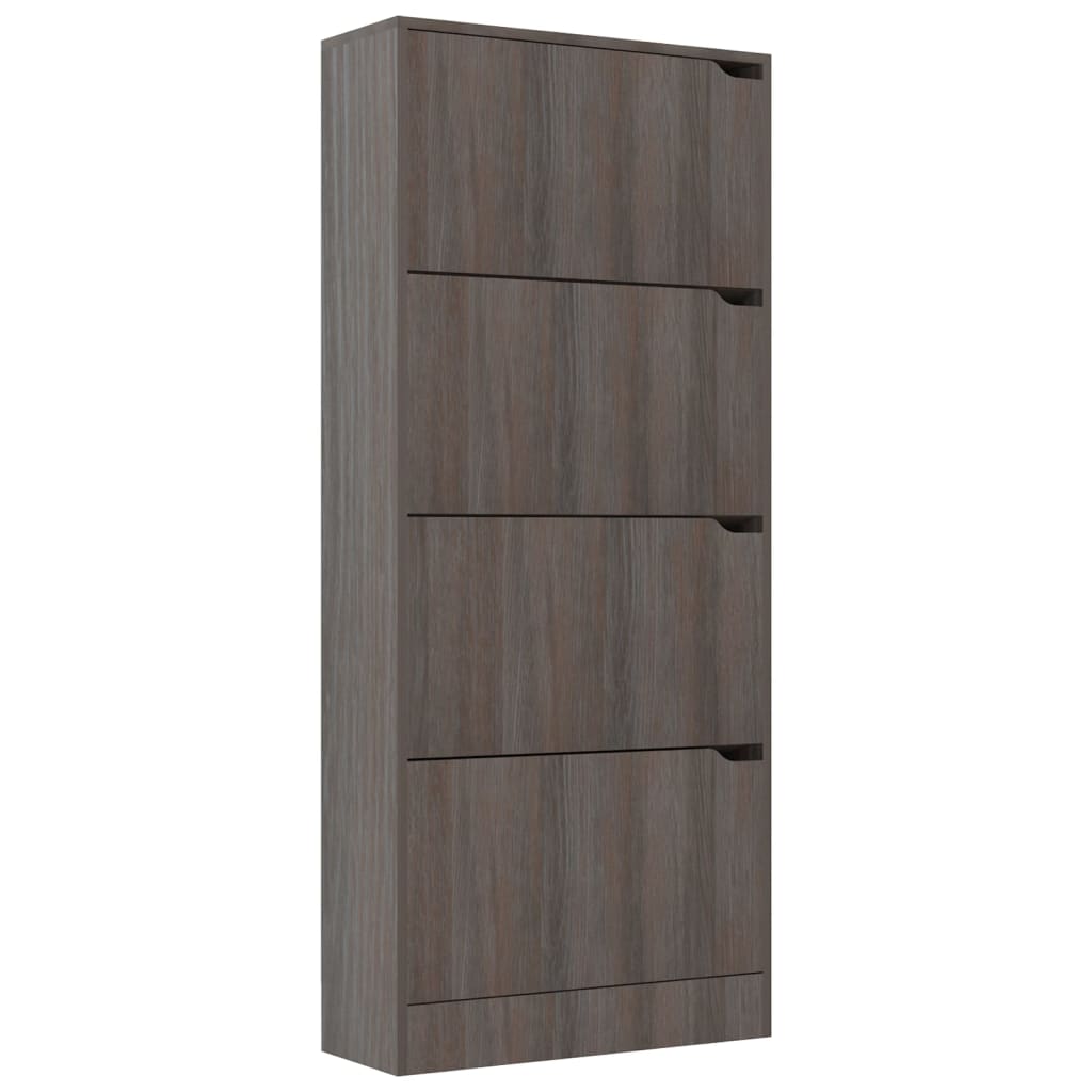 Schoenenkast met 4 deuren 59x24x136 cm bewerkt hout grijs eiken