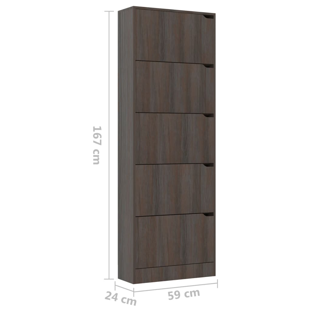 Schoenenkast 3 deuren 59x24x105 cm bewerkt hout sonoma eiken