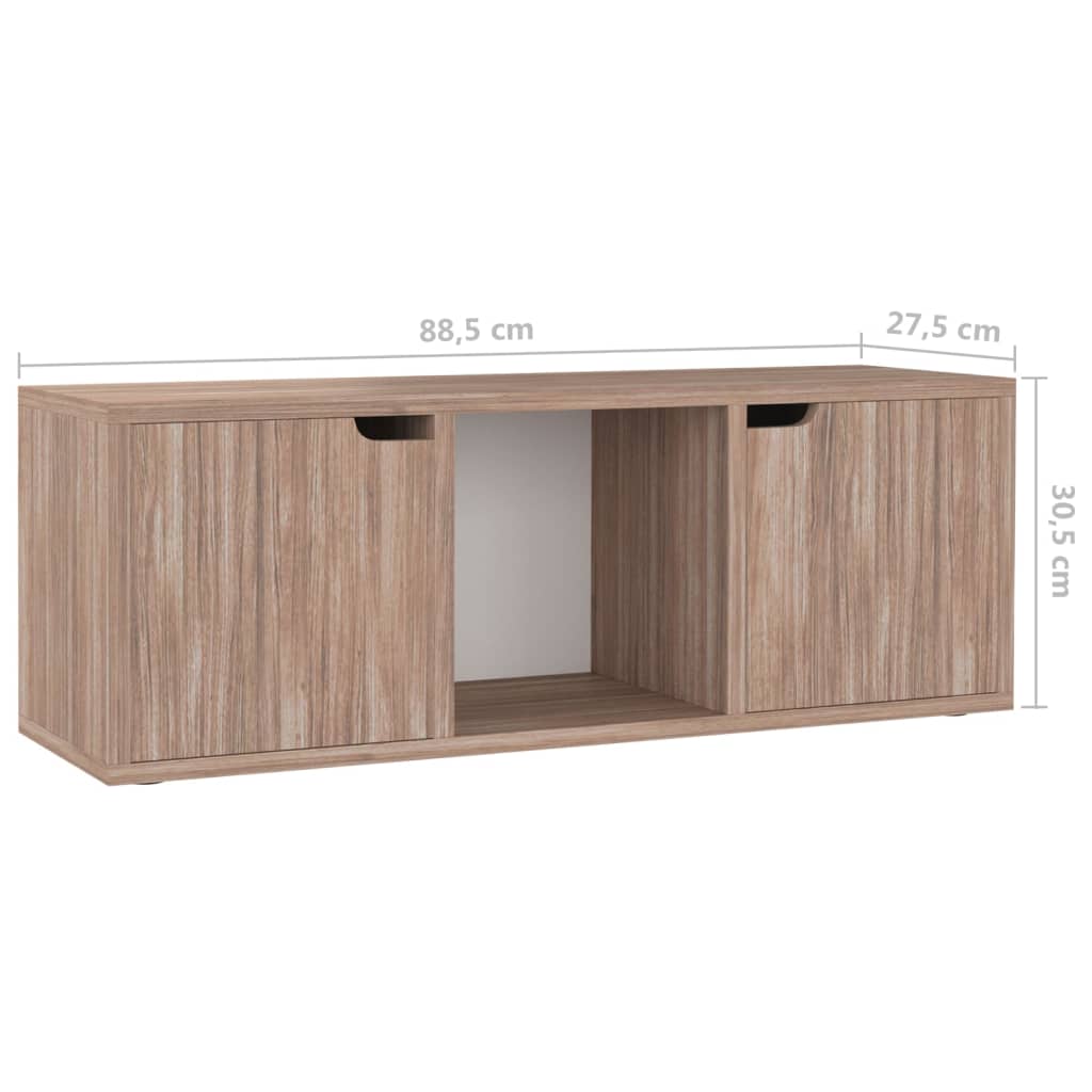 Tv-meubel 88,5x27,5x30,5 cm bewerkt hout betongrijs