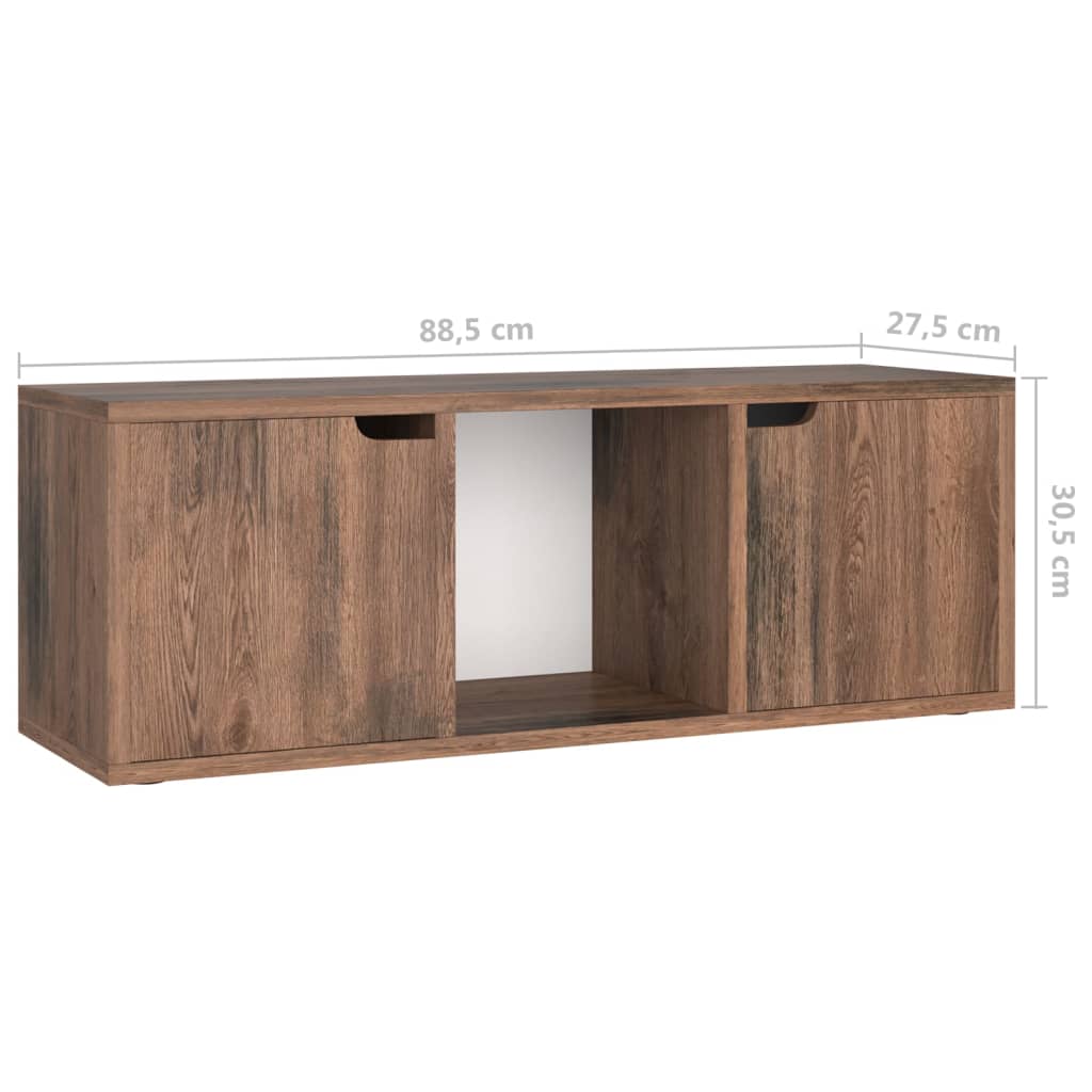 Tv-meubel 88,5x27,5x30,5 cm bewerkt hout betongrijs