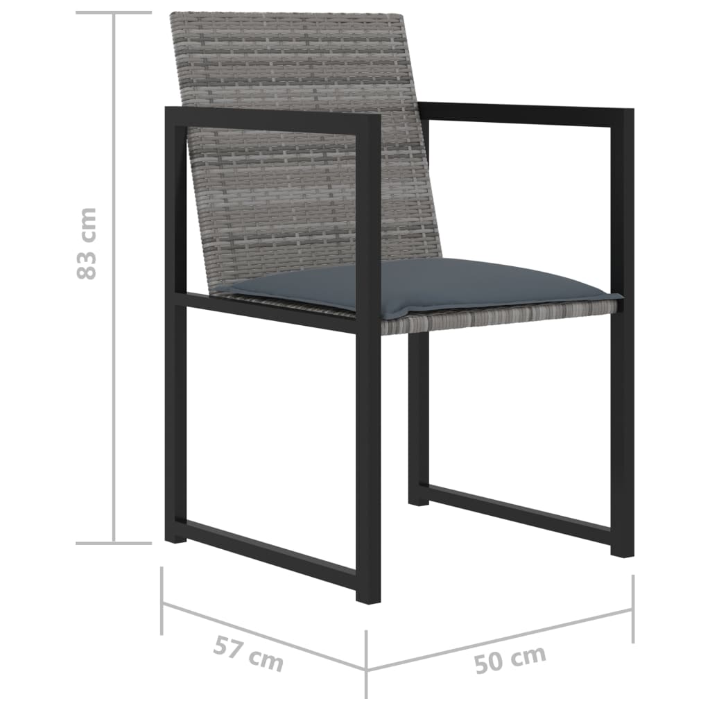 5-delige Tuinset met kussens poly rattan grijs