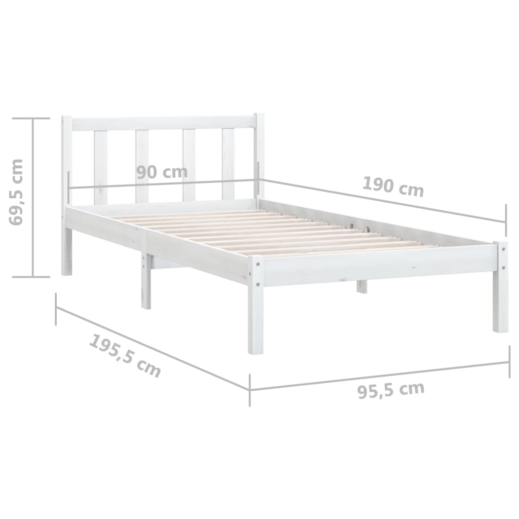 Bedframe massief grenenhout 75x190 cm