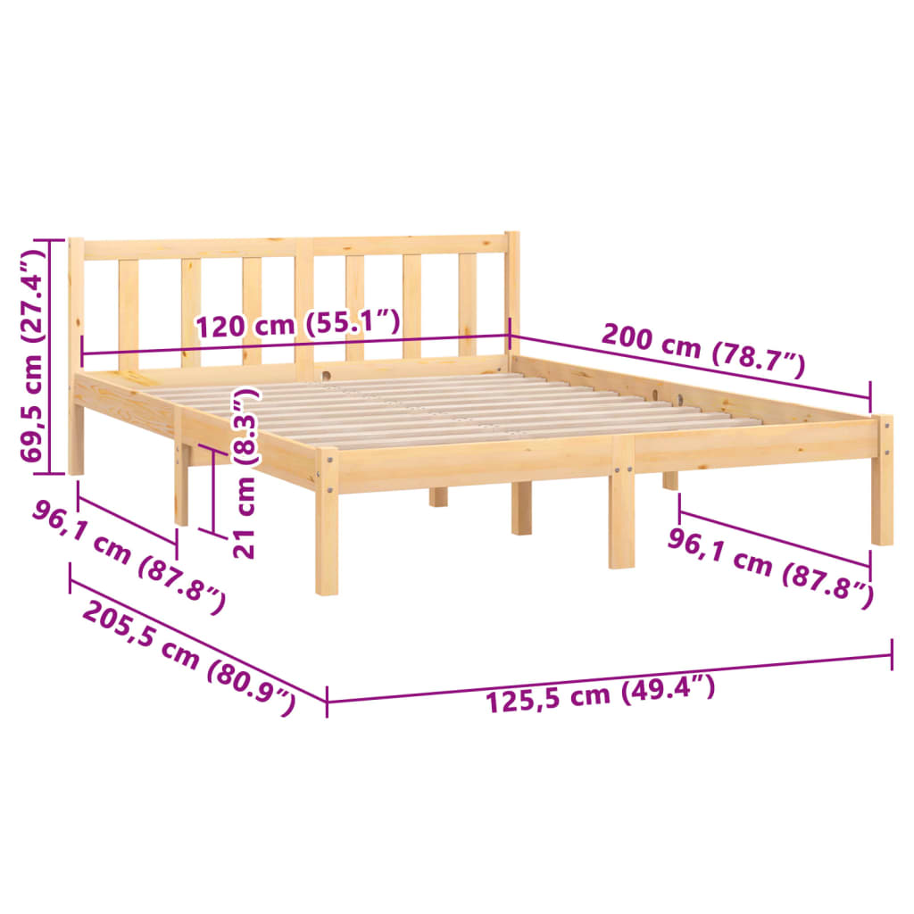 Bedframe massief grenenhout 100x200 cm