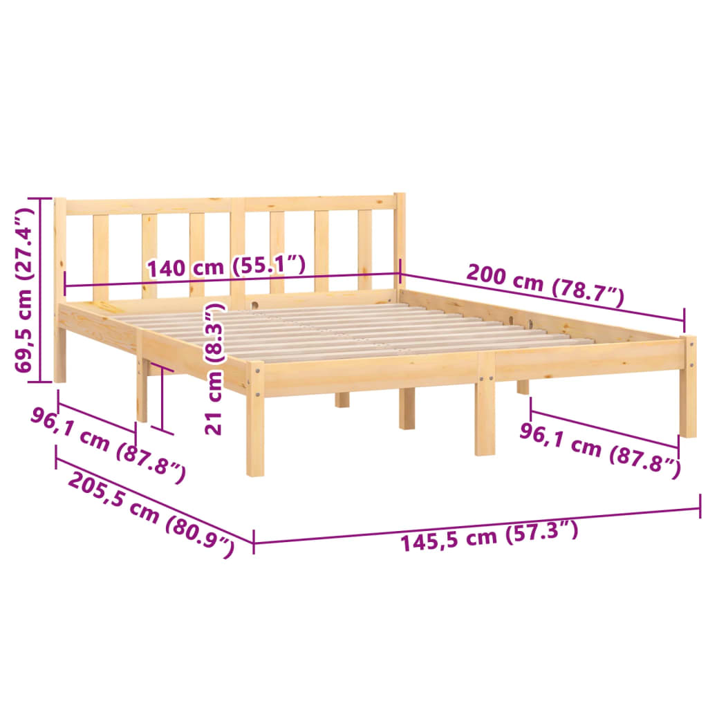 Bedframe massief grenenhout 100x200 cm