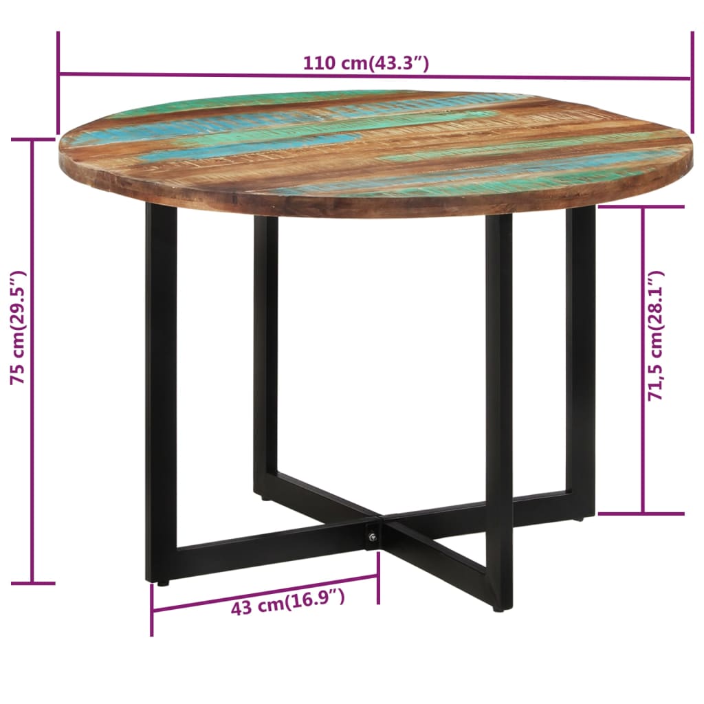 Eettafel 150x75 cm massief gerecycled hout