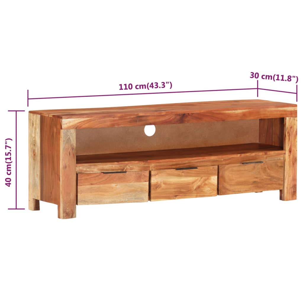 Tv-meubel 110x30x40 cm ruw mangohout