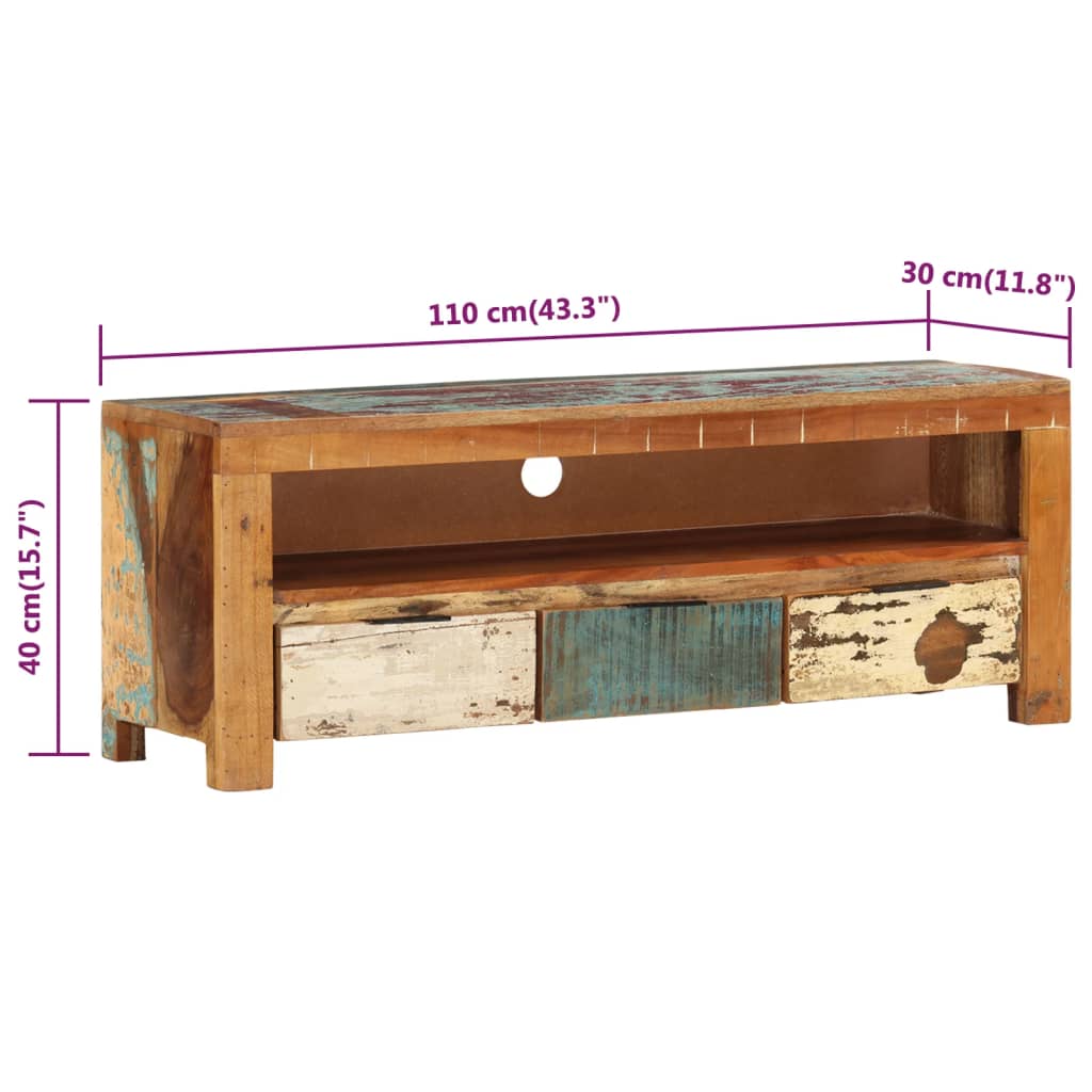 Tv-meubel 110x30x40 cm ruw mangohout