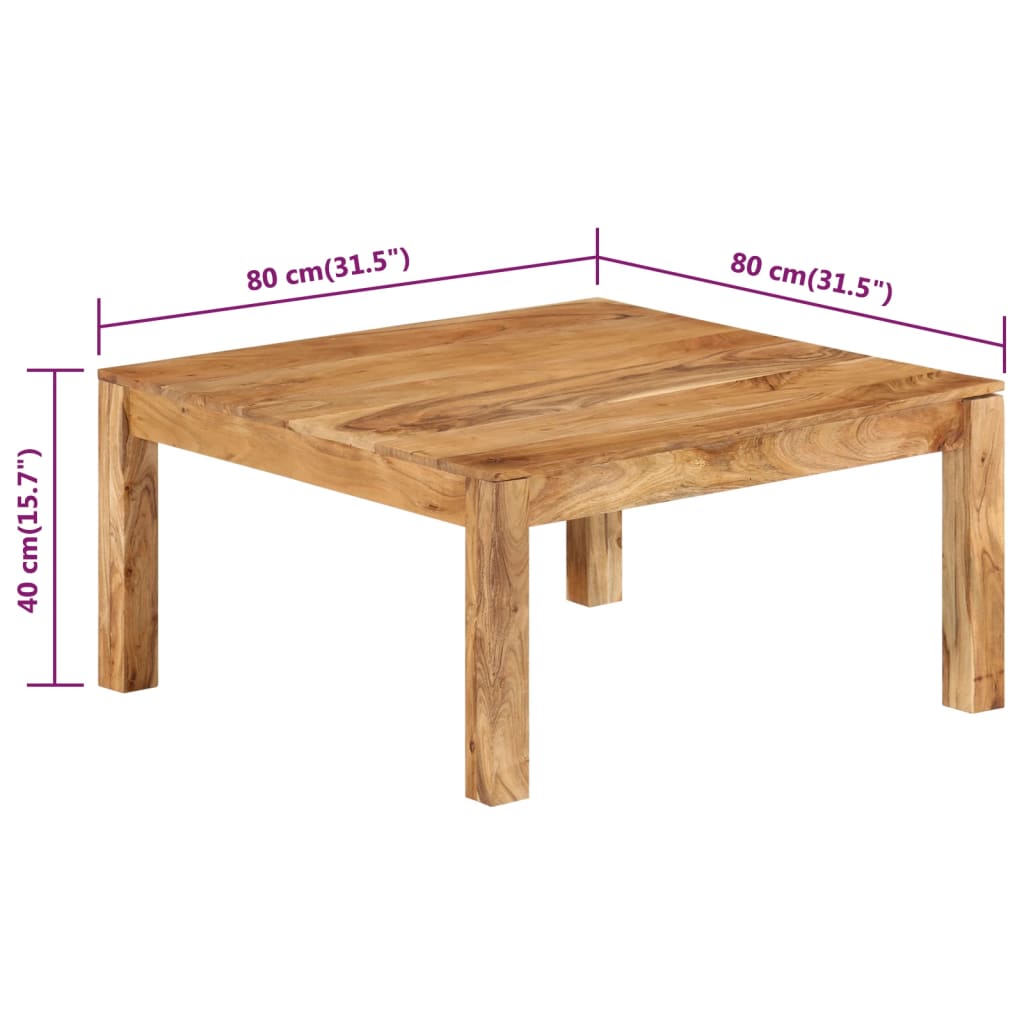 Salontafel 80x80x40 cm massief acaciahout