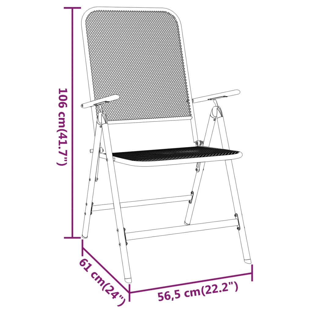 Tuinstoelen inklapbaar 2 st metaalgaas antracietkleurig