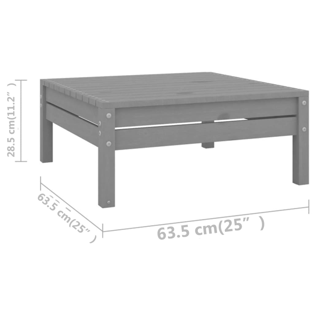 14-delige Loungeset massief grenenhout grijs