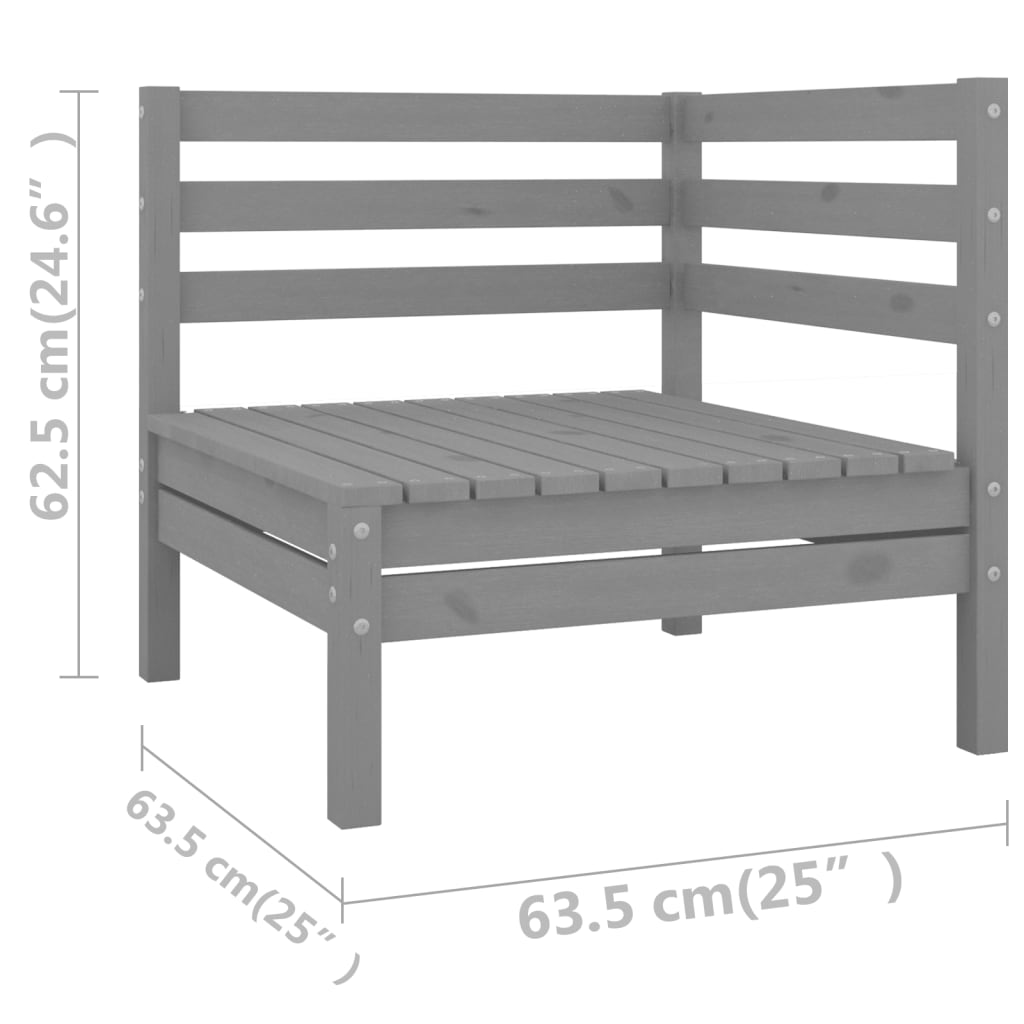 10-delige Loungeset massief grenenhout wit