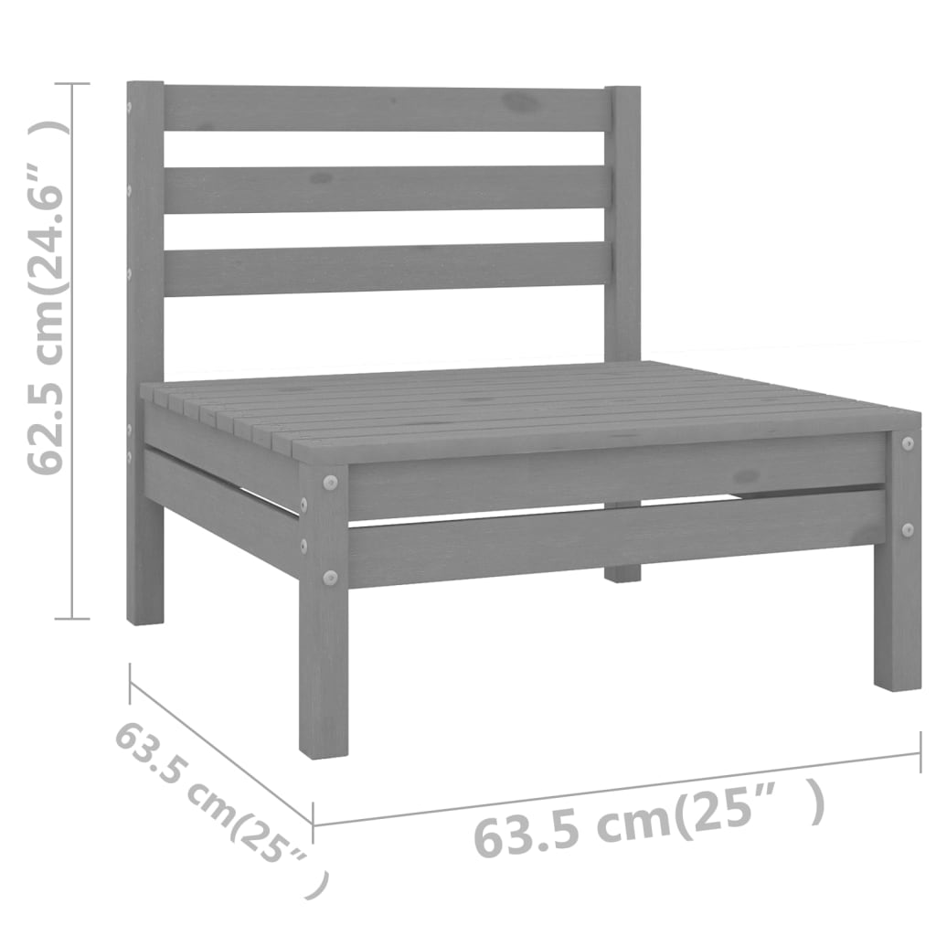 10-piece Lounge set solid pine wood, gray