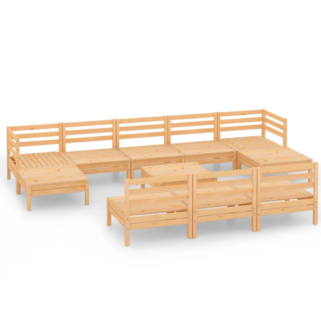 11-piece lounge set made of solid pine wood