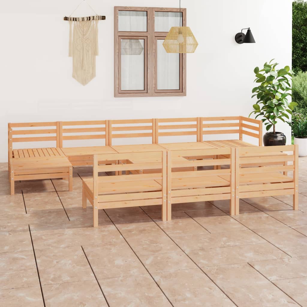 11-piece lounge set made of solid pine wood