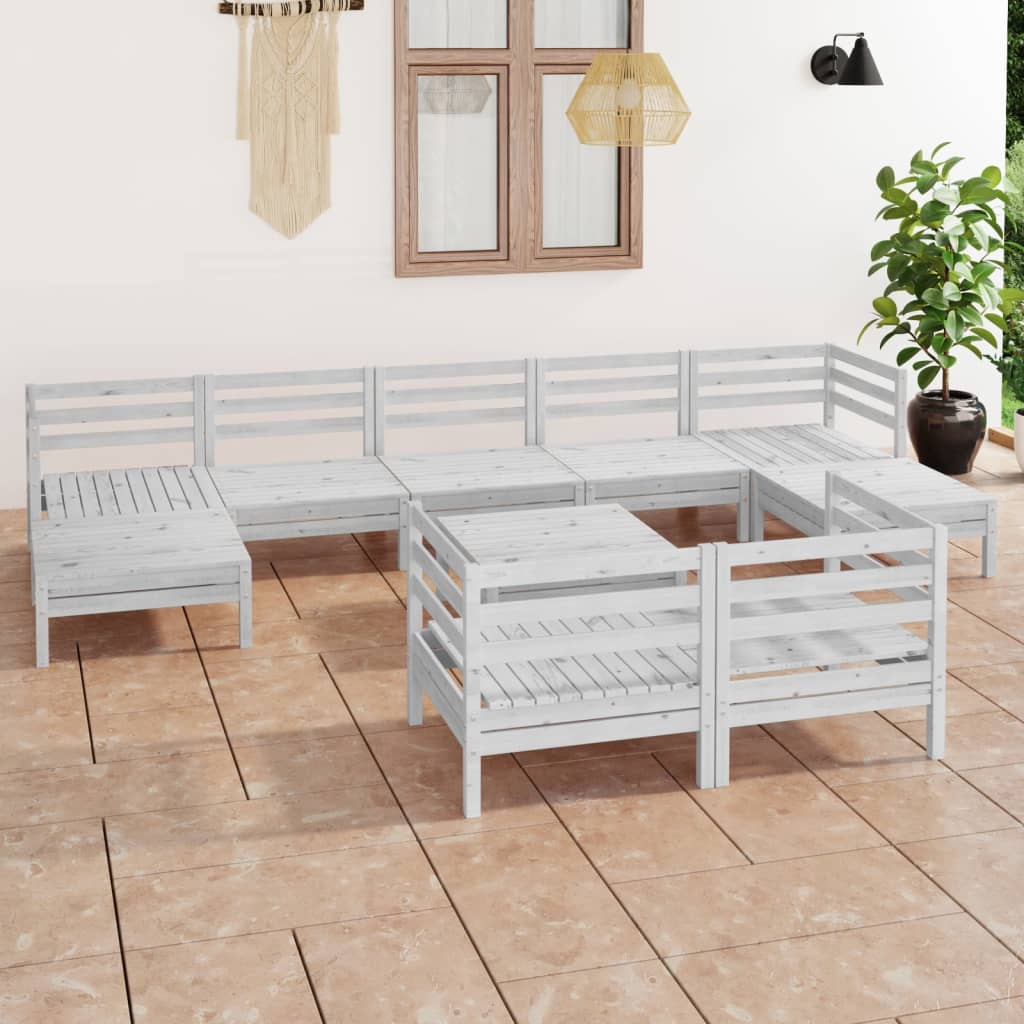 10-piece Lounge set solid pine wood, gray